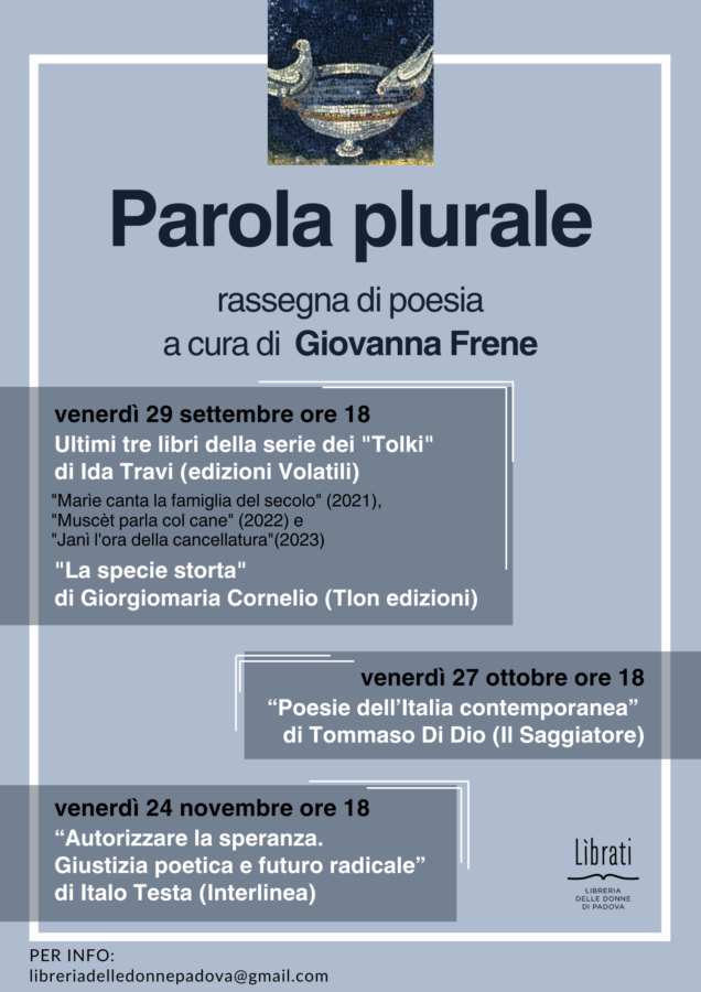 "Parola plurale" - rassegna a cura di Giovanna Frene